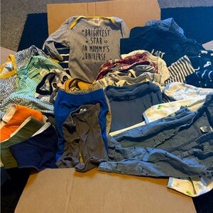 Baby Boy Clothing Bundle Newborn–9 Months | Huge Lot Onesies Swaddles Hats Bibs